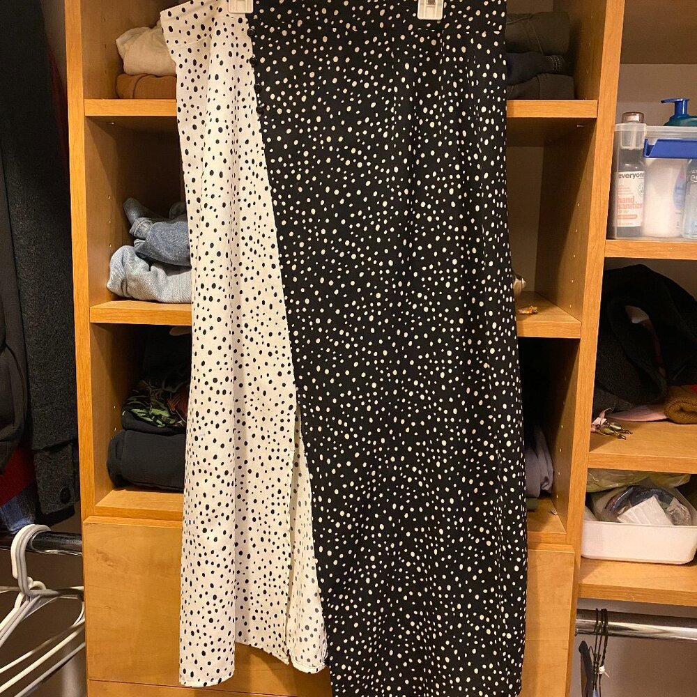 Nasty Gal Asymmetrical Black and White Polka Dot Maxi Skirt